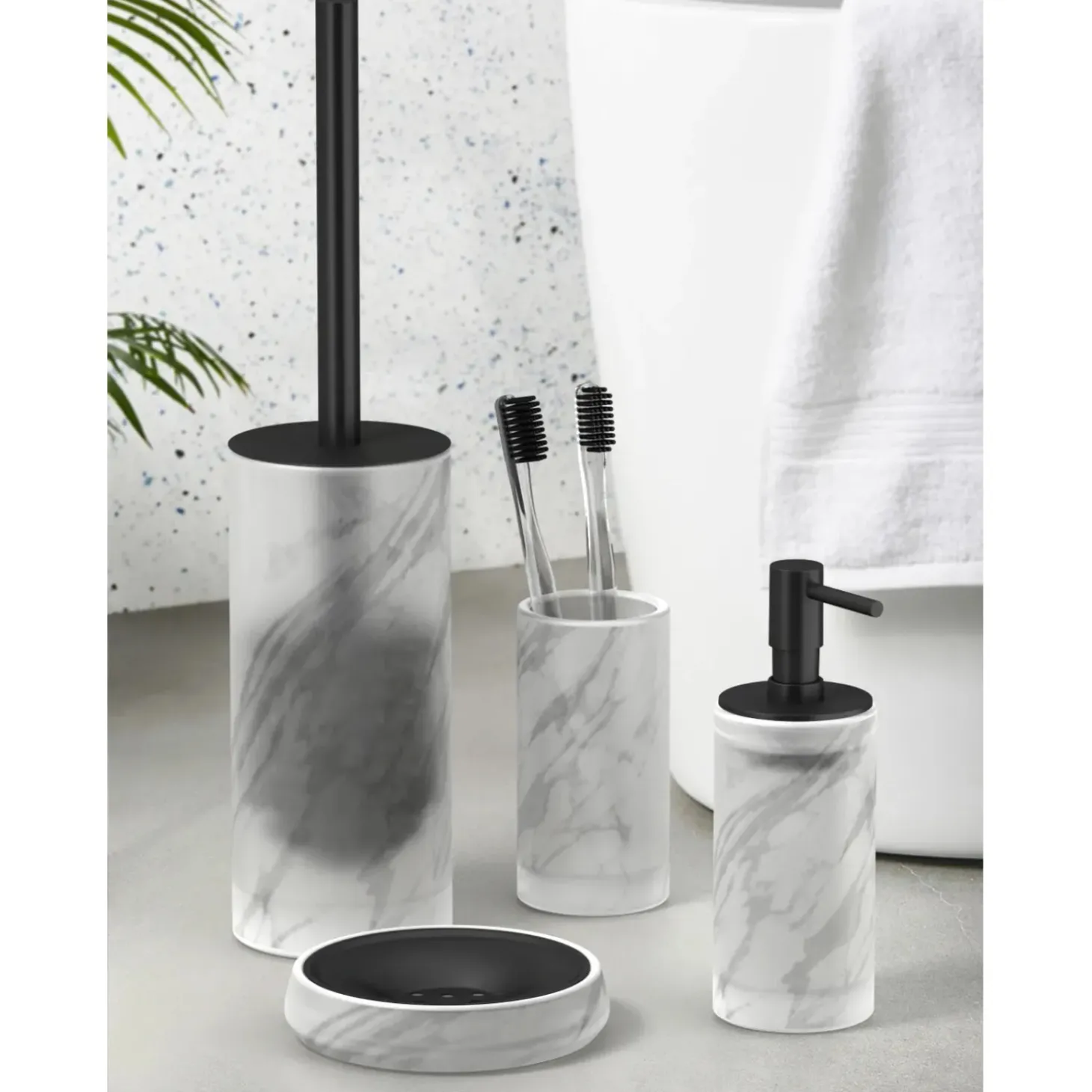 Portascopino bagno Marmor H 20,1 cm vetro satinato