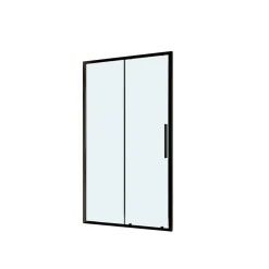 Porta scorrevole doccia a 2 ante estensione cm 117-121 nero trasparente