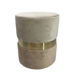 Pouf con fascia metallo 35x35xH40 cm beige e marrone