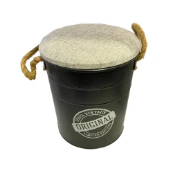 Pouf contenitore in metallo nero 30,5x37 cm