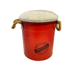 Pouf contenitore in metallo rosso 25,5x31,5 cm