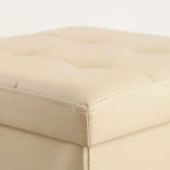Pouf contenitore in similpelle 38x38x38 cm beige
