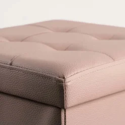 Pouf contenitore in similpelle 38x38x38 cm tortora