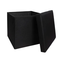 Pouf contenitore Nanou 38x38x38 cm nero