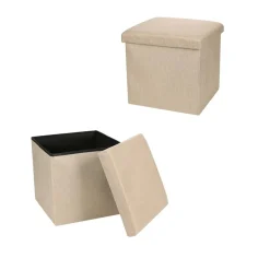 Pouf contenitore pieghevole H36x38x38 cm crema