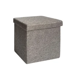 Pouf contenitore pieghevole tessuto grigio scuro 38x38 cm