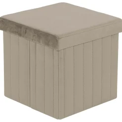 Pouf in velluto Aron beige 35X35X34,5 cm