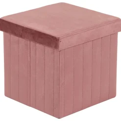 Pouf in velluto Aron rosa 35X35X34,5 cm