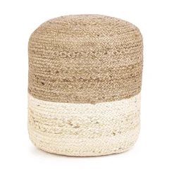 Pouf Jalaja in juta naturale Ø 45 cm bianco