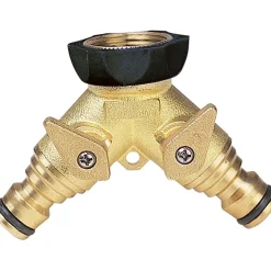 Presa rubinetto G.F. doppia uscita filetto 3/4" - (OTTONE/GOMMA)
