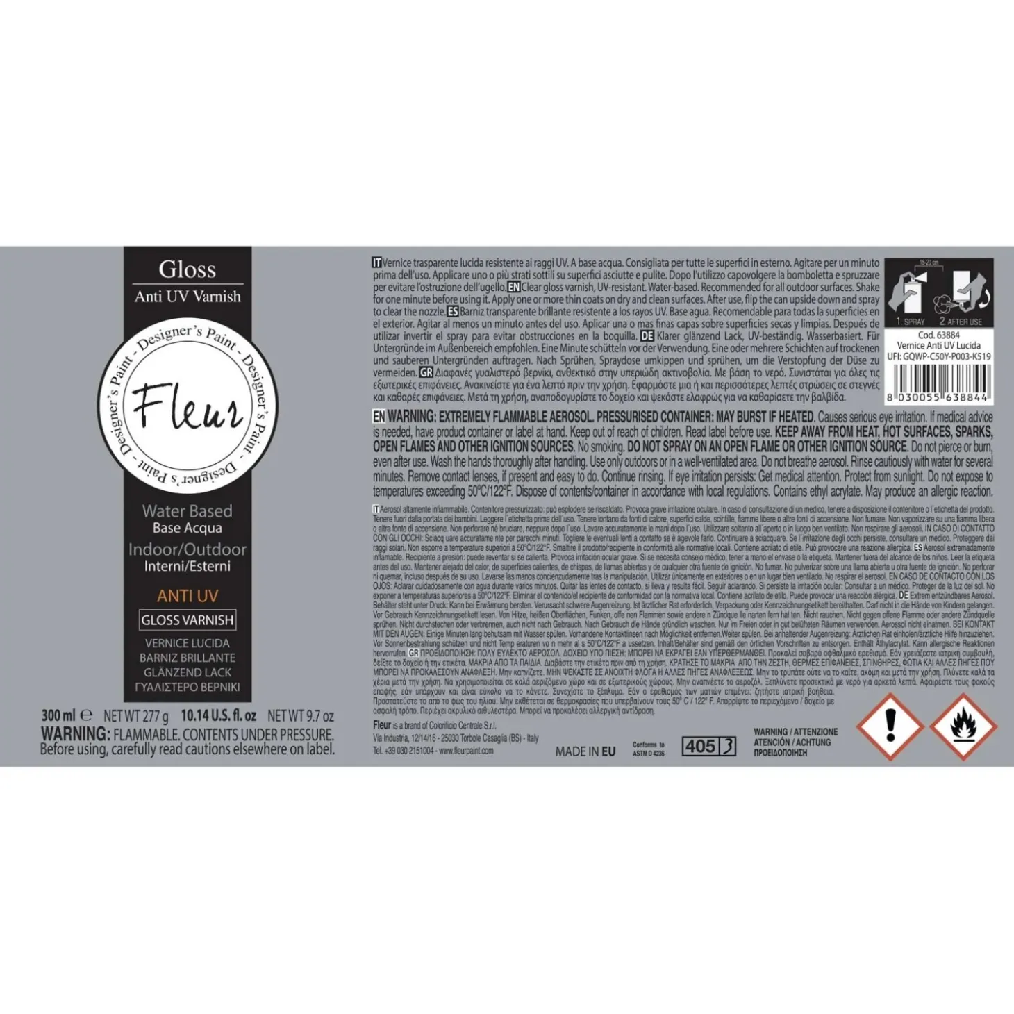 Primer spray Fleur P02 grigio universale 300 ml