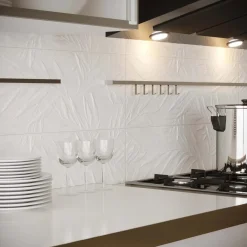 Rivestimento in bicottura Leaf decoro grigio 25x75 cm 1,5 m²