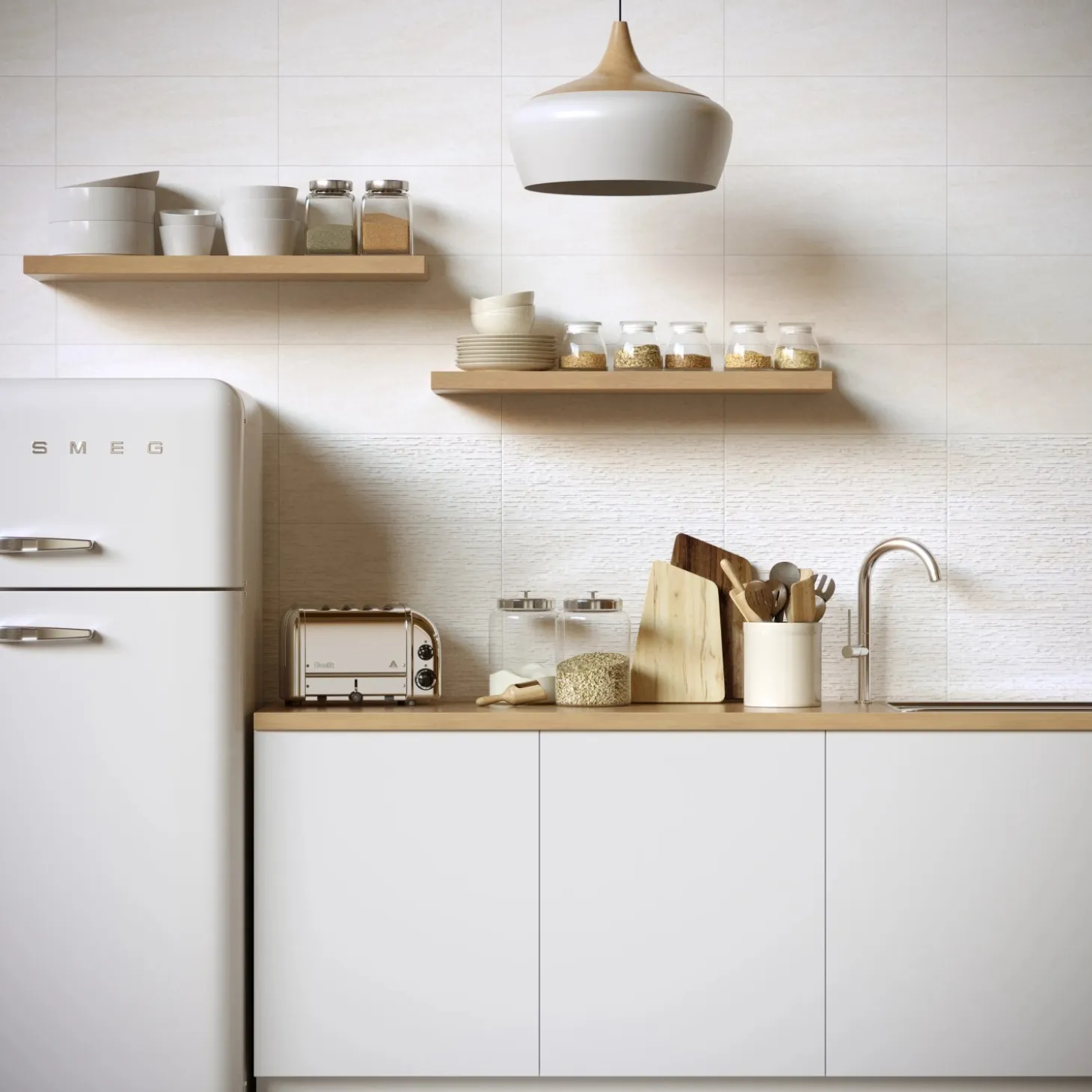 Rivestimento in bicottura Lithos bianco 20x50 cm 1,6 m²