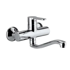 Rubinetto cucin monoc. lavello a muro linea blu cromo