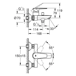 Rubinetto vasca da bagno per montaggio a parete Grohe Start Edge