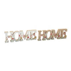 Scritta decorativa in legno HOME 30x10 cm bianco e marrone