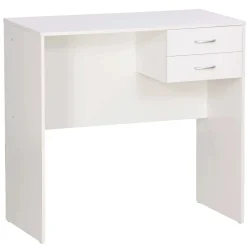 Scrivania con 2 cassetti in pannello truciolare 80x40x76 cm bianco