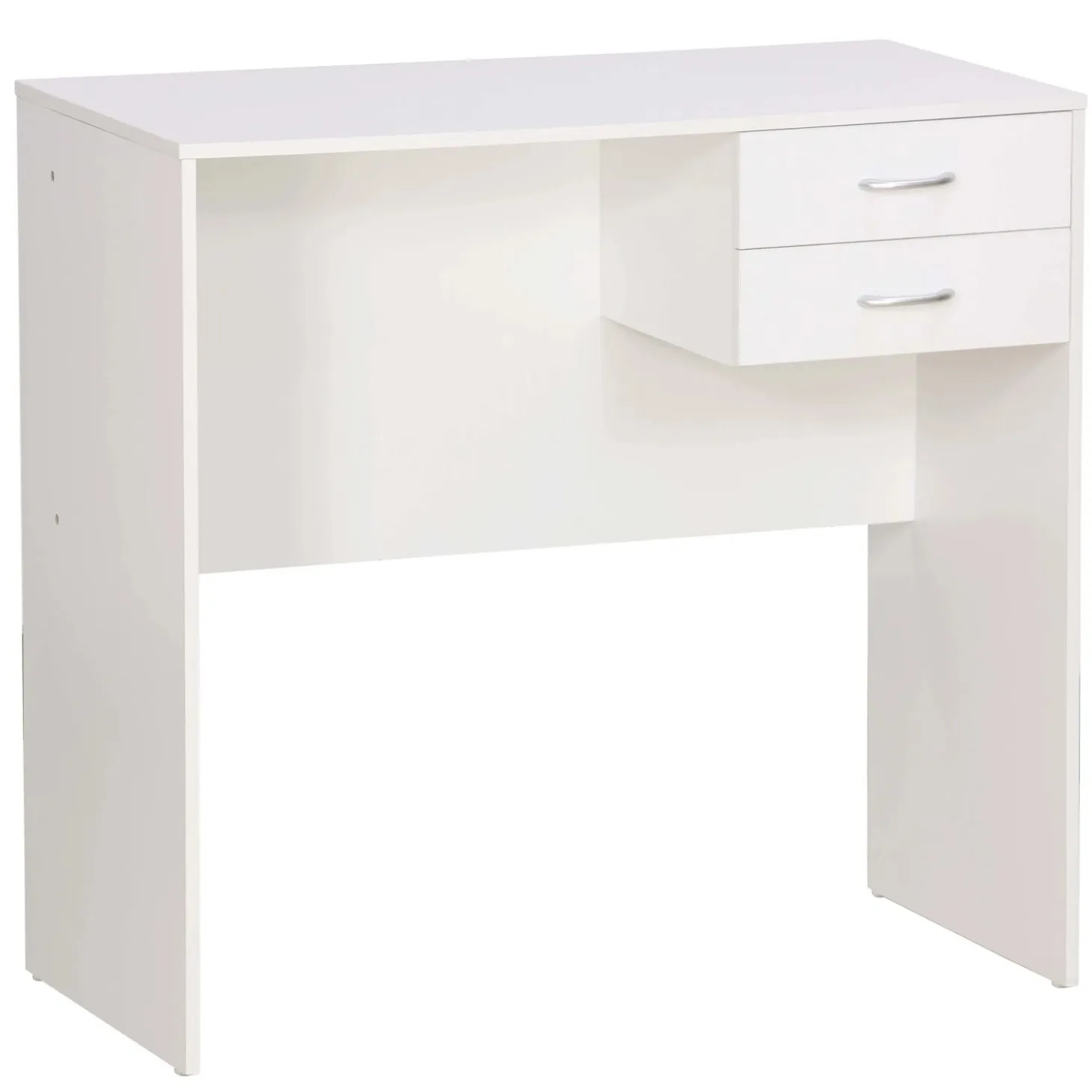 Scrivania con 2 cassetti in pannello truciolare 80x40x76 cm bianco