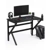 Scrivania con struttura in ferro piano in MDF 80x60x75 cm nero
