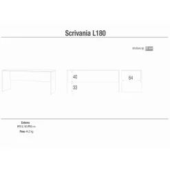 Scrivania in kit Sarmog 180x76x69 cm cemento