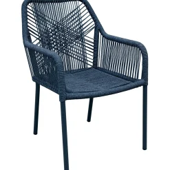 Sedia da giardino con braccioli Buselton in alluminio e corda antracite