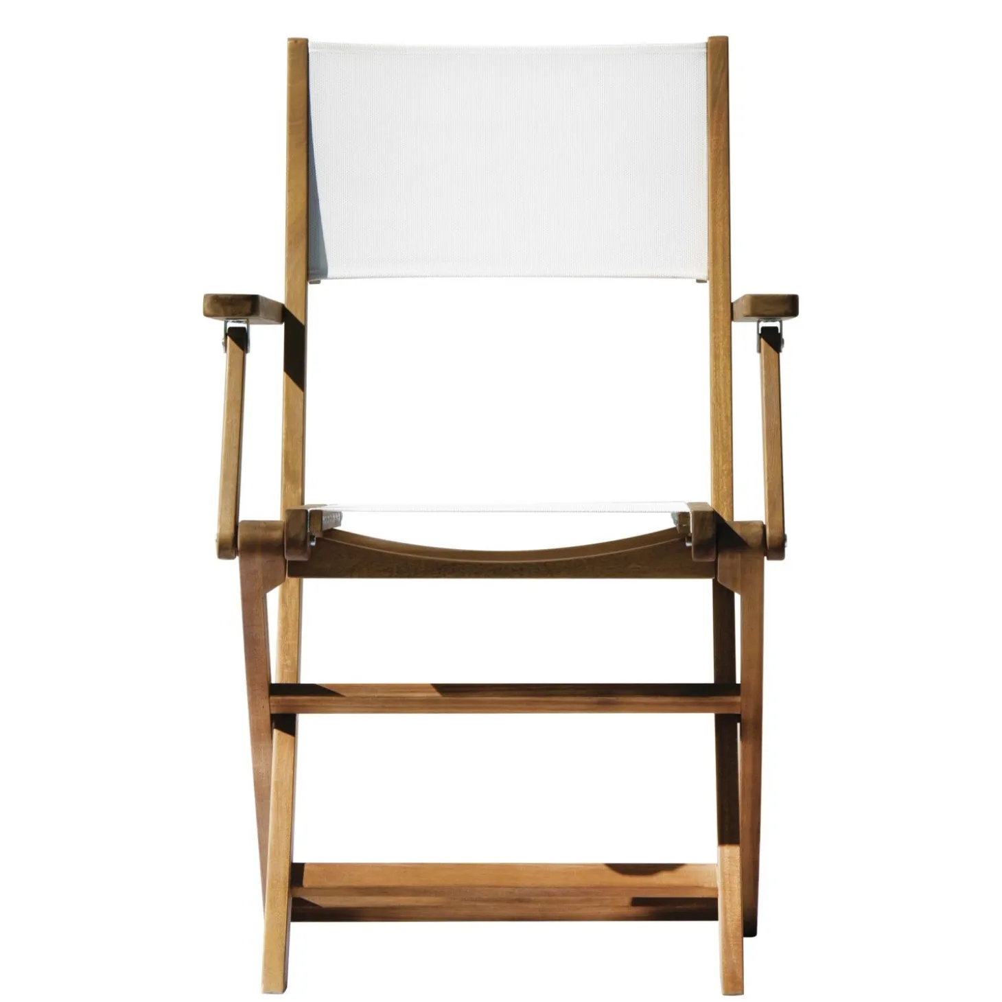 Sedia da giardino con braccioli pieghevole in acacia e textilene
