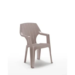Sedia da giardino impilabile alta in plastica cappuccino