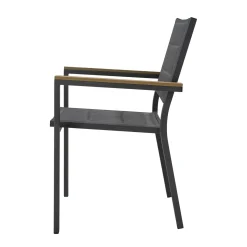 Sedia da giardino impilabile con braccioli Santorini in alluminio antracite