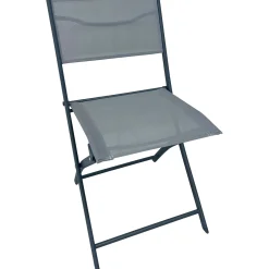 Sedia da giardino pieghevole Toconao in acciaio e textilene grigio