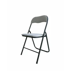 Sedia pieghevole in acciaioce poliestere effetto bouclé 45x45x79 cm grigio
