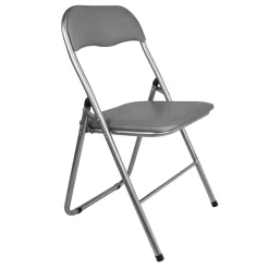 Sedia pieghevole in acciaio con imbotittura 45x45x80 cm grgio