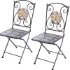 Sedie da giardino pieghevoli Mosaico Flower in metallo nero 2 pz