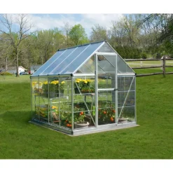 Serra da giardino Palram Canopia Hybrid 3,1x1,9 argento pareti laterali chiare