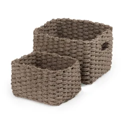 Set 2 cestini in carta intrecciata Lisou tortora