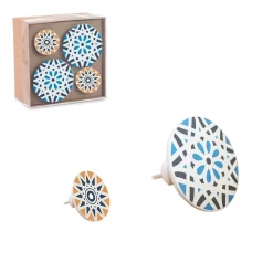 Set 4 pomoli appendiabiti in poliresina rotondi blu e arancioni