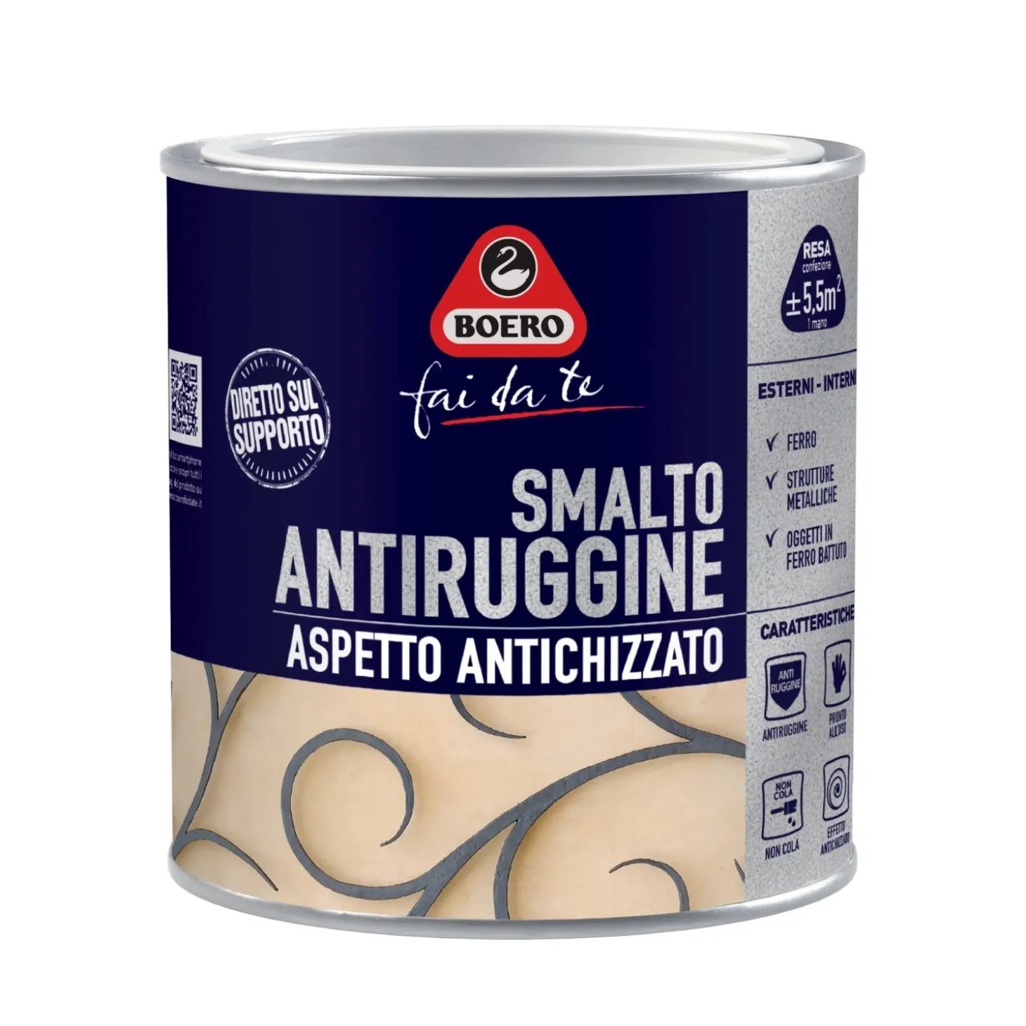 Smalto antiruggine antichizzato grigio grana fine 500 ml Boero