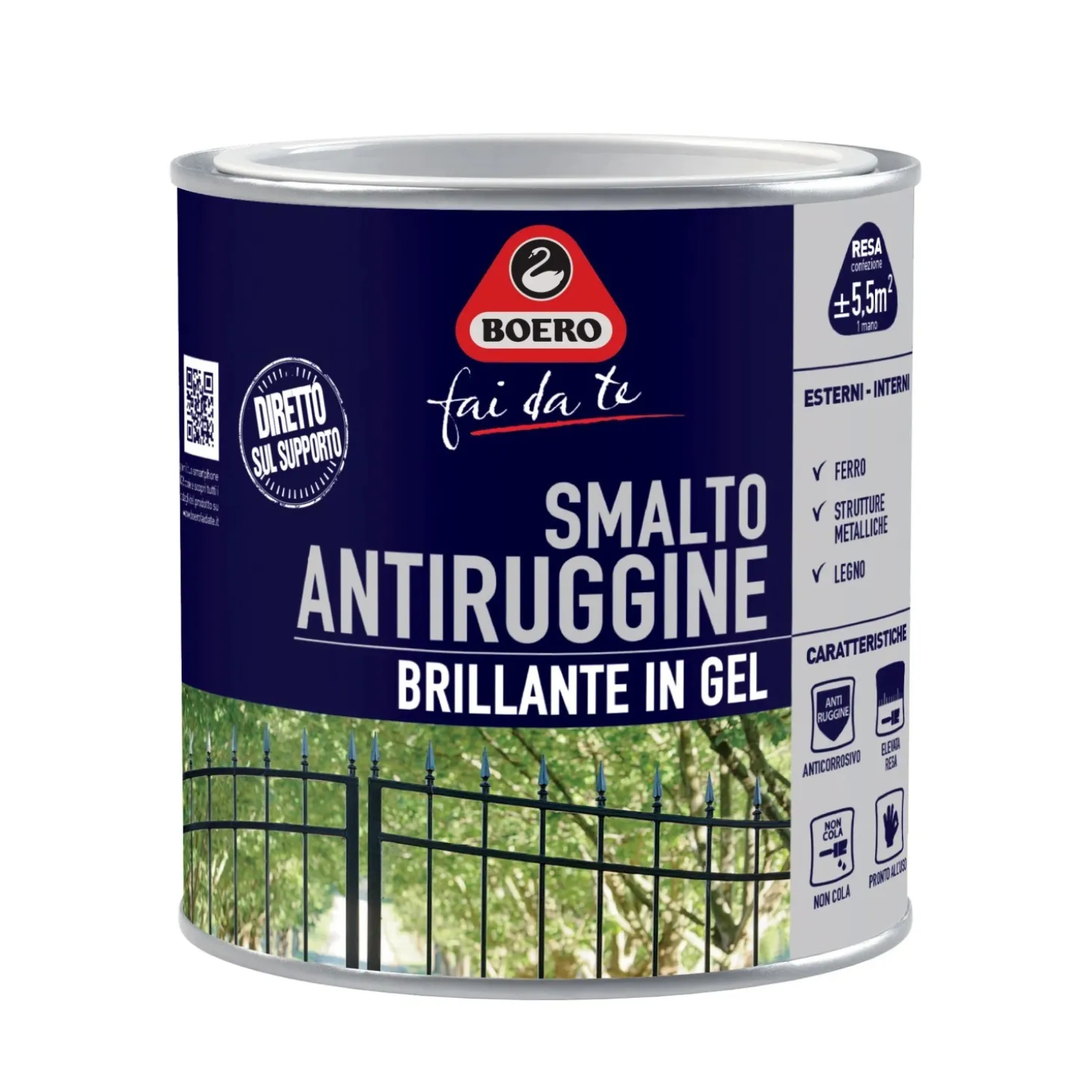 Smalto antiruggine brillante testa di moro 500 ml Boero