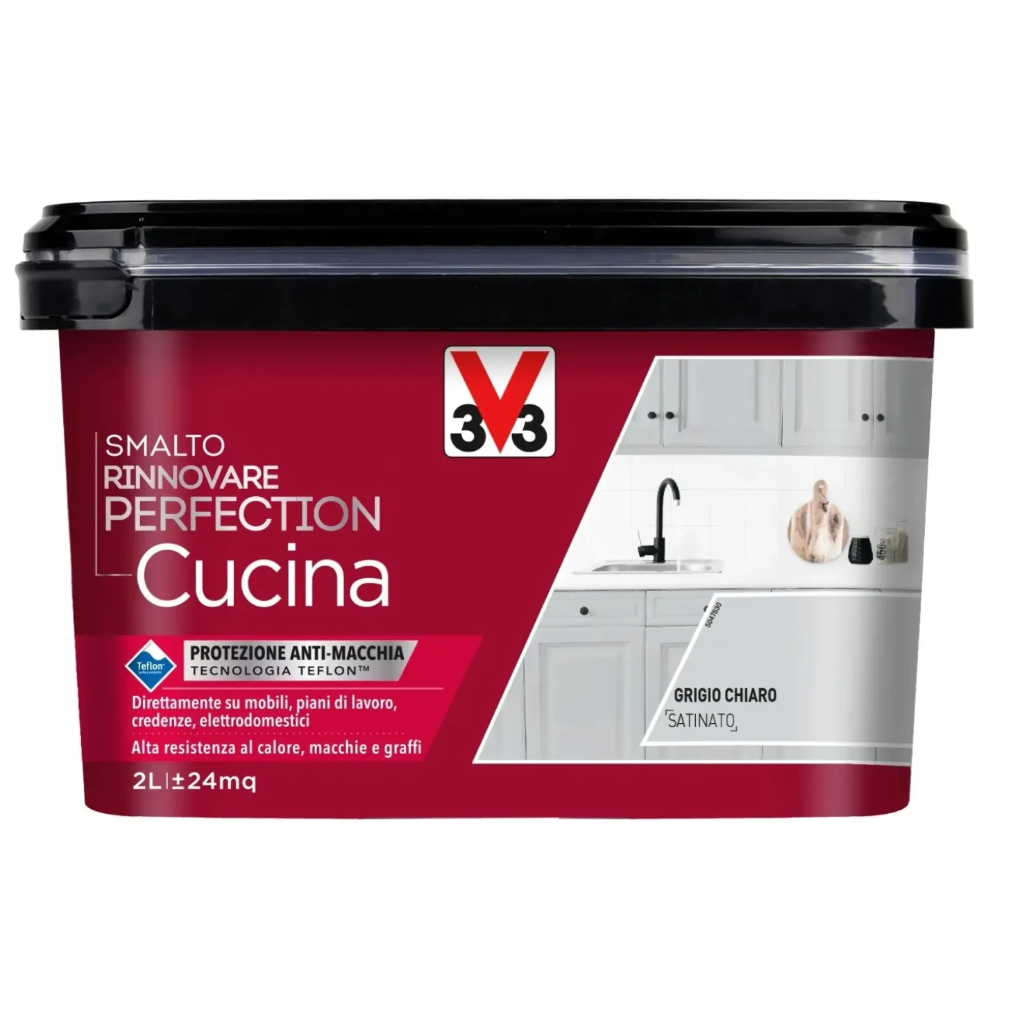Smalto multimateriale per cucina Rinnovare Perfection Grigio Chiaro sat 2 lt