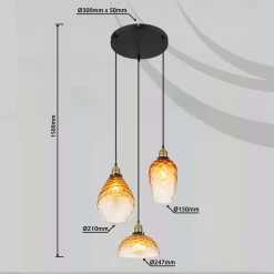 Sospensione Salvy 3 luci Ø 460x1500 mm