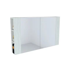 Specchio contenitore bagno con 2 ante e mensole bilaterali 680x1100x150 cm olmo