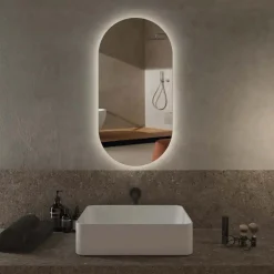 Specchio da bagno con illuminazione integrata ovale 40x80x2.5 cm