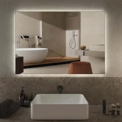 Specchio da bagno con illuminazione integrata rettangolare 100x70x2.5 cm