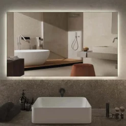 Specchio da bagno con illuminazione integrata rettangolare 120x70x2.5 cm
