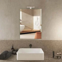 Specchio da bagno filo lucido reversibile con lampada led BADGE 60x80 cm