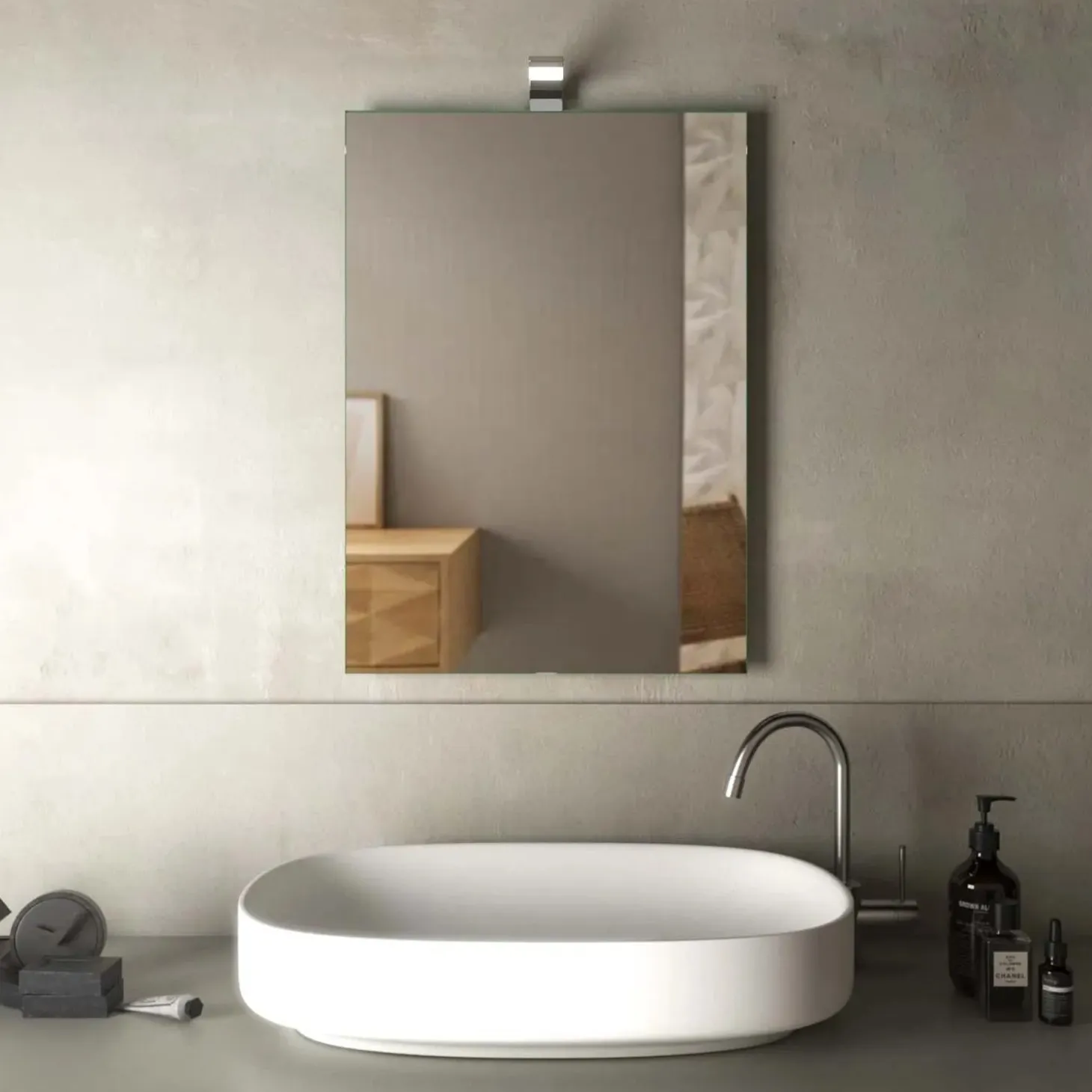 Specchio filo lucido BADGE 50x70 cm reversibile con lampada led
