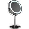 Specchio ingranditore Gemma 5x bifacciale con LED cromo