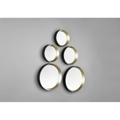 Specchio Lia Ø 25/23/18/15 cm nero-oro 5 pz