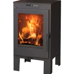 Stufa a legna in acciaio Almudena 5 Ecodesign 7,3 kw nero metallico