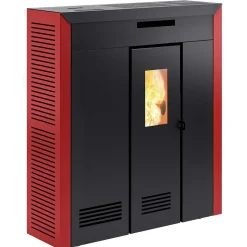 Stufa a pellet sottile ventilata canalizzabile Invicta Daglan Plus 8,3kW rosso