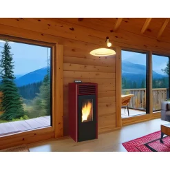 Stufa a pellet ventilata Invicta Nola Plus 9,5 kW rosso